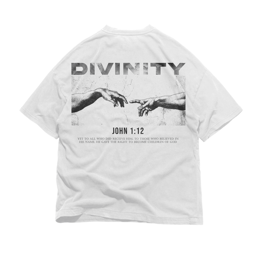 Back graphic of DIVINITY Oversized Tee — heavyweight oversized Christian tee inspired by Colossians 2:9
