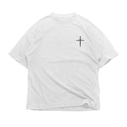 Saint wearing KOG Tee — Christian streetwear tee for the called