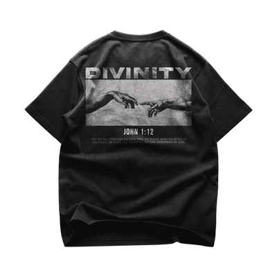 DIVINITY Oversized Tee — Christian streetwear by HEVN (Colossians 2:9)