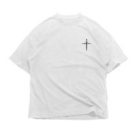 Saint wearing FEARLESS Oversized Tee — Christian streetwear oversized tee for the called