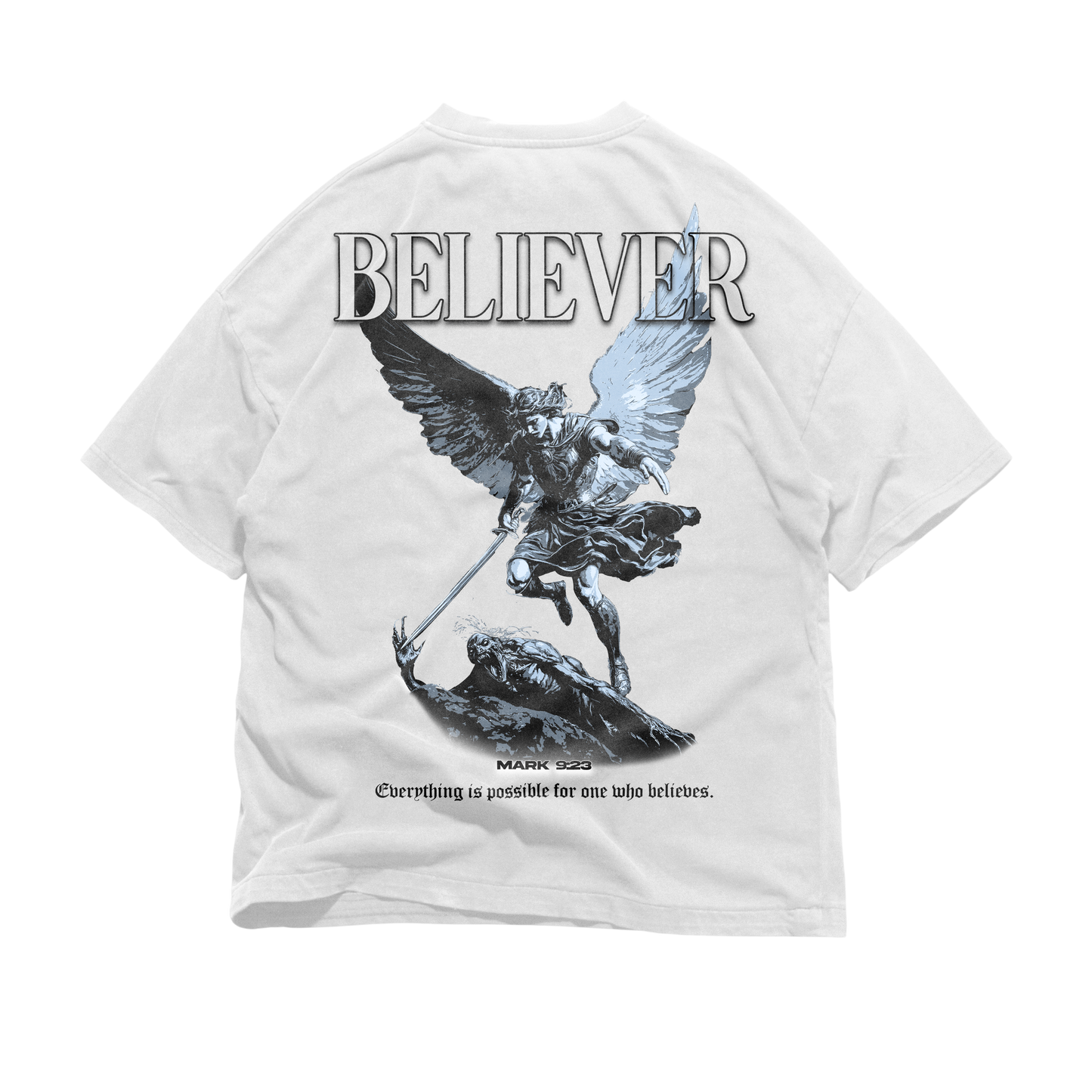 Back graphic of FALL Oversized Tee — heavyweight oversized Christian tee inspired by Fall of Man — Genesis 3