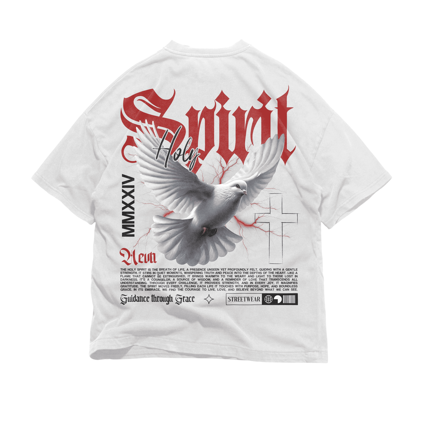 Back graphic of SPIRIT Oversized Tee — heavyweight oversized Christian tee inspired by Fruit of the Spirit — Galatians 5