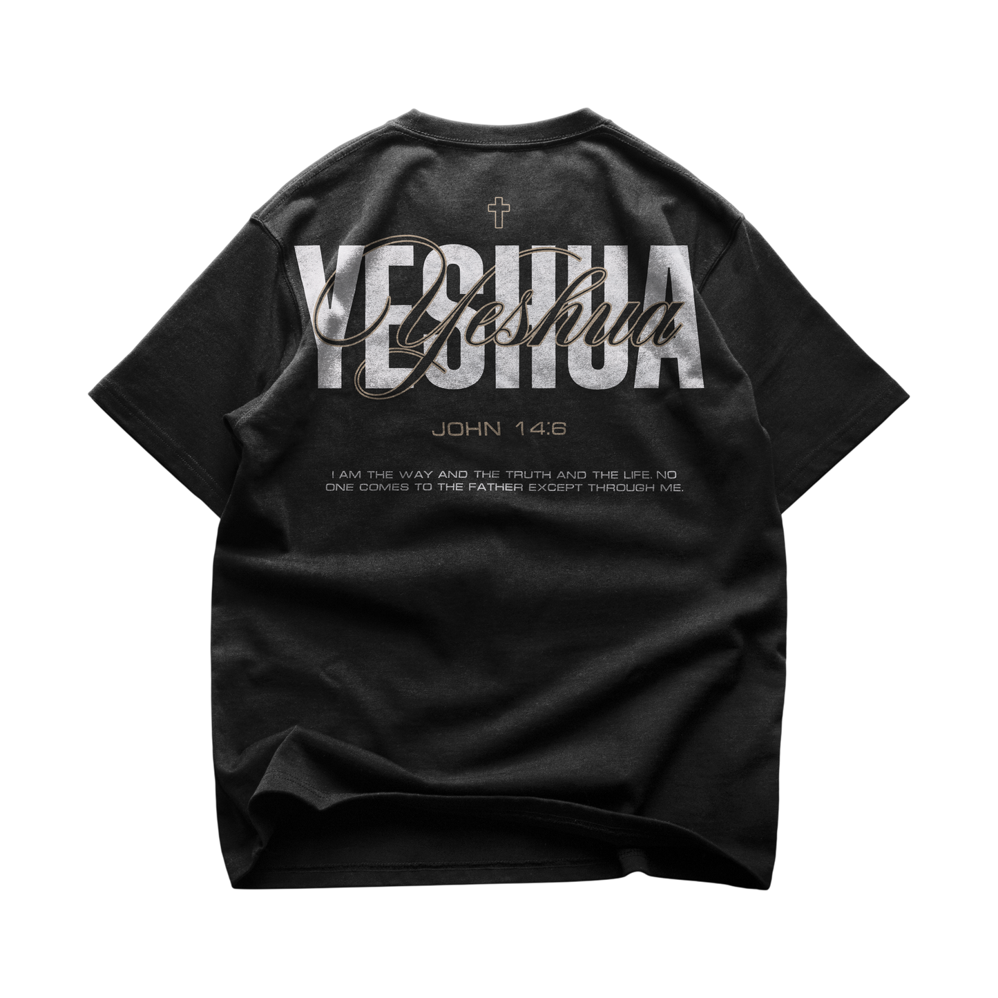 YESHUA Tee — Christian streetwear by HEVN (Matthew 1:21) — faith-driven design