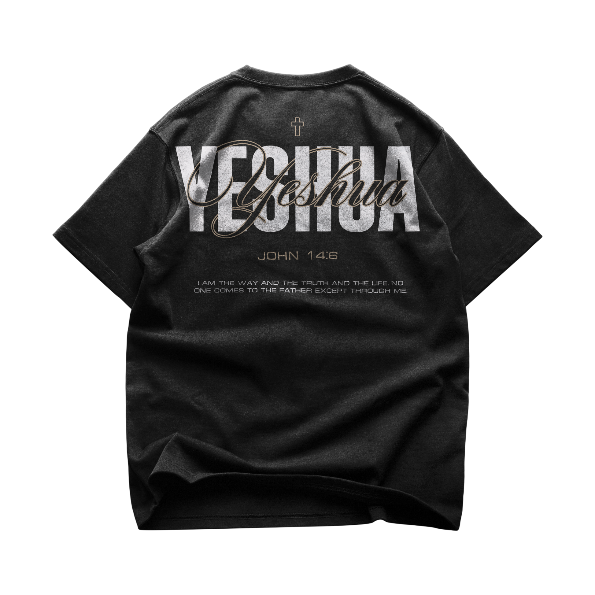 YESHUA Tee — Christian streetwear by HEVN (Matthew 1:21) — faith-driven design