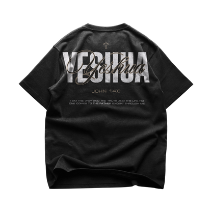 YESHUA Tee — Christian streetwear by HEVN (Matthew 1:21) — faith-driven design