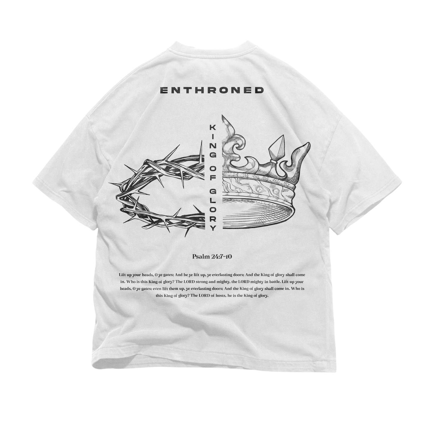 Back graphic of KOG Tee — heavyweight Christian tee inspired by King of Glory — Psalm 24