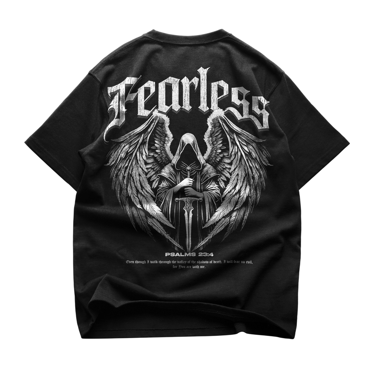 FEARLESS Oversized Tee — Christian streetwear by HEVN (Psalm 23)