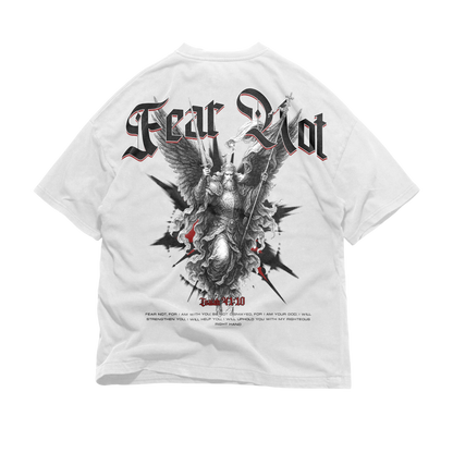 Back graphic of FN Oversized Tee — heavyweight oversized Christian tee inspired by Fear Not — Isaiah 41:10